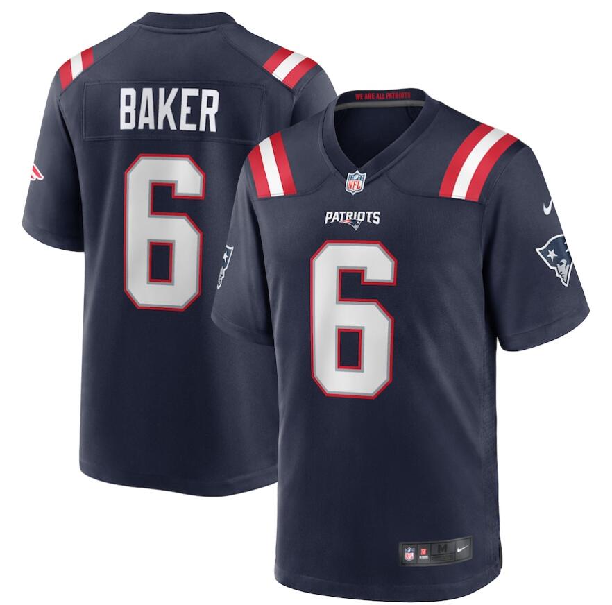 Men New England Patriots Nike #6 Javon Baker Navy Team Game Jersey->new england patriots->NFL Jersey